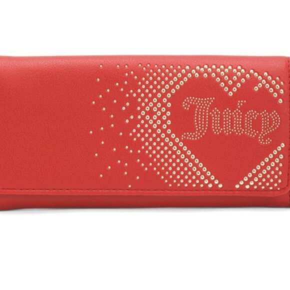 NWT JUICY COUTURE Red Lovely Stud Accents Day Flap Wallet - Picture 2 of 9